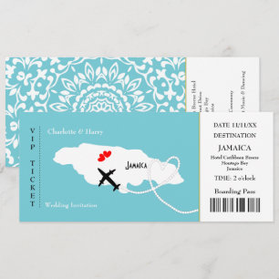 Invitation Billets d'embarquement Mariage Destination Jamaïqu
