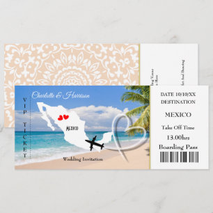 Invitation Billets d'embarquement Mariage Destination Mexique