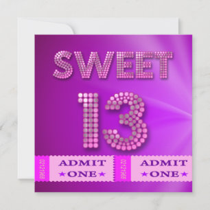 Invitation Billets pour une fête d'anniversaire Sweet 13 fun