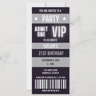 Invitation Billetterie Argent 21st Any Age Birthday Party