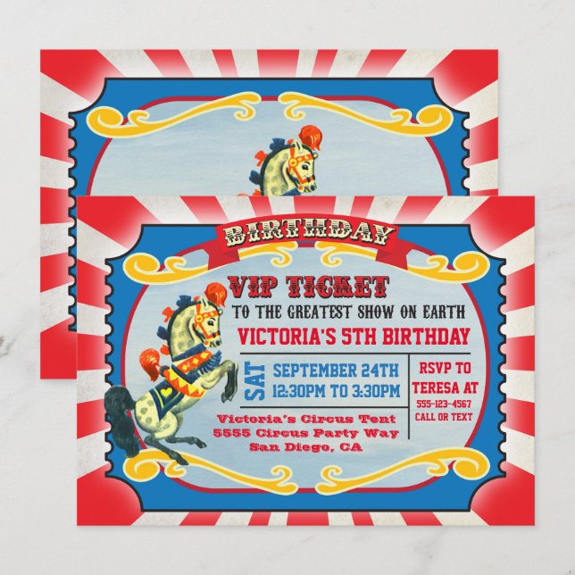 Invitation Billetterie VIP pour la fête d'anniversaire du cir (Devant / Derrière)