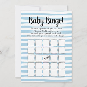 Invitation Bingo Baby shower Jeu Bleu Blanc