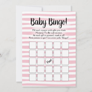 Invitation Bingo Baby shower Jeu rose blanc