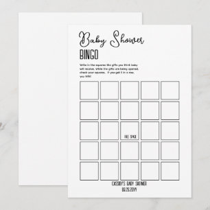 Invitation Bingo Baby shower minimaliste