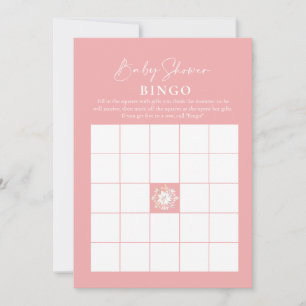 Invitation Bingo Bingo Pink Baby shower d'hiver Jeux