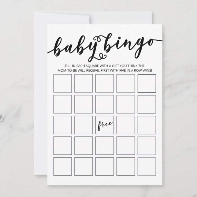 Invitation Bingo de Baby shower simple et élégant (Devant)