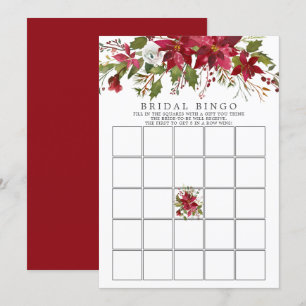 Invitation Bingo de Fête des mariées Holly Poinsettia Rouge