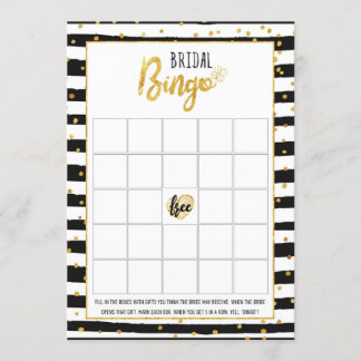 Invitation Bingo du jeu de Fête de l'mariée| Gold Confetti