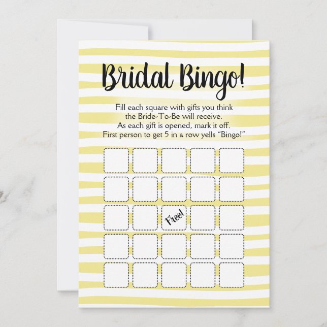 Invitation Bingo Fête des mariées Jeu Jaune Blanc (Devant)