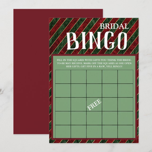 Invitation Bingo nuptiale Fête des mariées de Noël hiver Jeu  (Devant / Derrière)