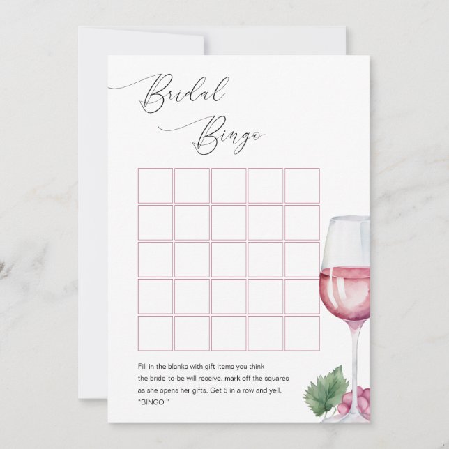 Invitation Bingo Vino before Vows Bridal Shower Game (Devant)