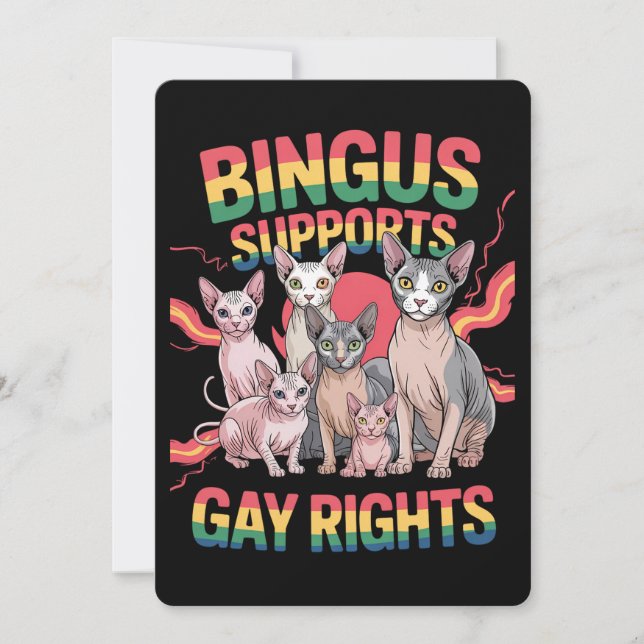 Invitation Bingus soutient les droits homosexuels Sphynx Cat  (Devant)