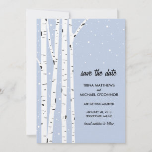 Invitation Birch Tree and Snow Enregistrer la date
