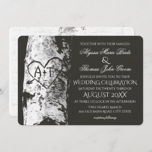 Invitation Birch Tree Mariage avec initiations cardiaques scu