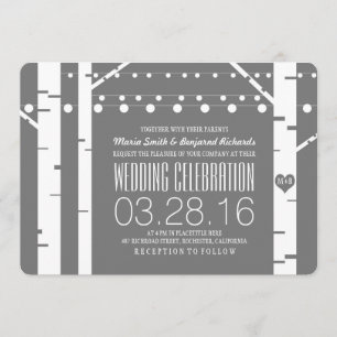 Invitation Birch Trees Lumières Coeur & String Mariage Invite