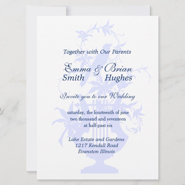 Invitation Bird Lyre et la verdure (Devant)