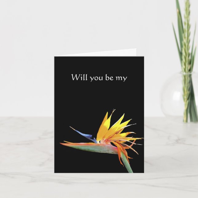 Invitation Bird of Paradise Will you be My Note card (Devant)