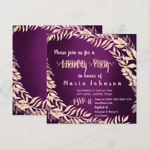Invitation Birthda Party Wreath Parties scintillant Rose Gold