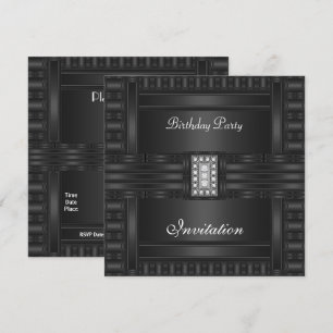 Invitation Birthday Black On Black Diamond Jewel