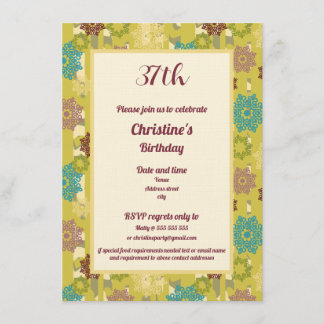 Invitation Birthday Celebration Urban Floral Pattern