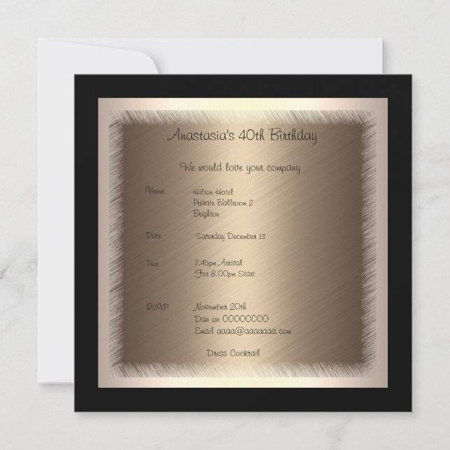 Invitation Birthday Glamour 2 (Front)