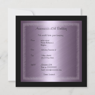 Invitation Birthday Glamour Purple