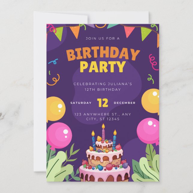 Invitation birthday party (Devant)