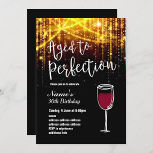 invitation,Birthday Party, aged to perfection wine Invitation