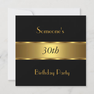 Invitation Birthday Party Black Gold 30th 40th 50
