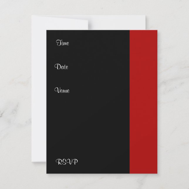 Invitation Birthday Party Red black White (Front)