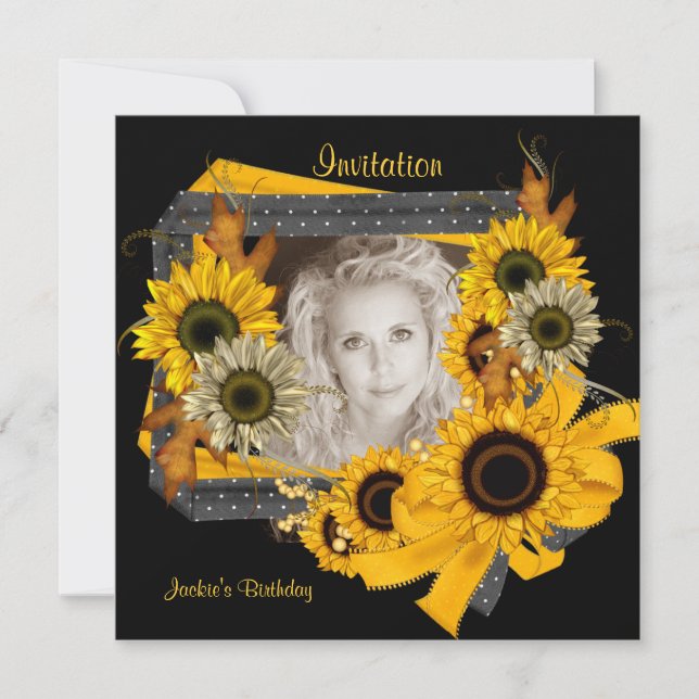 Invitation Birthday Photo Sunflower Frame (Front)
