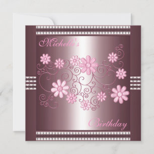 Invitation Birthday Pink Floral