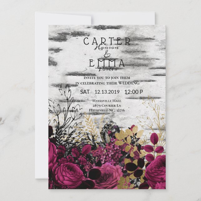 Invitation Birthier rustique et Mariage campagnard floral (Devant)