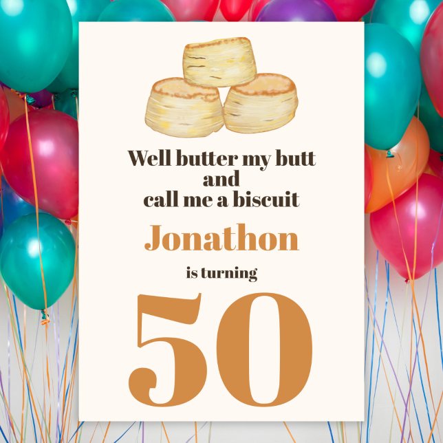 Invitation Biscuit de nourriture amusant, citation fête de 50 (Créateur téléchargé)