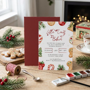 Invitation Biscuit de pâtisserie de Noël à l'aquarelle Petit