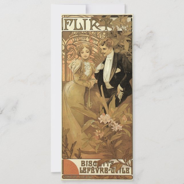 Invitation Biscuits vintages Art Nouveau Flirt, Alphonse Much (Devant)