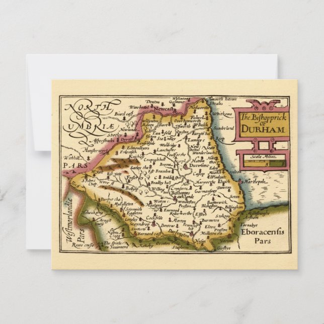 Invitation Bishopprick du comté de Durham Angleterre Ancienne (Devant)