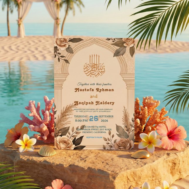 Invitation Bismillah Calligraphy Geometric Floral Arch (Créateur téléchargé)