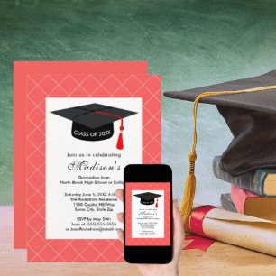 Invitation Bittersweet Orange Graduation Classe de Casquette