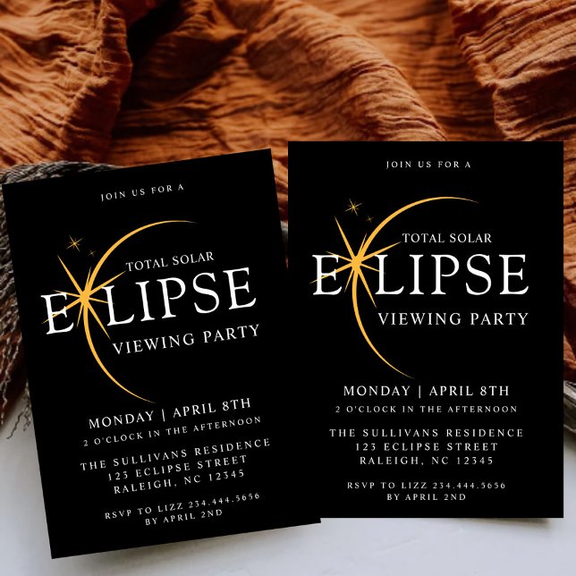 Invitation Black 2024 Total Solar Eclipse Viewing Party (Créateur téléchargé)