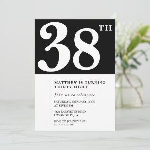 Invitation Black 38e anniversaire Elegant Chic Sim