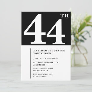 Invitation Black 44e anniversaire Elegant Chic Sim