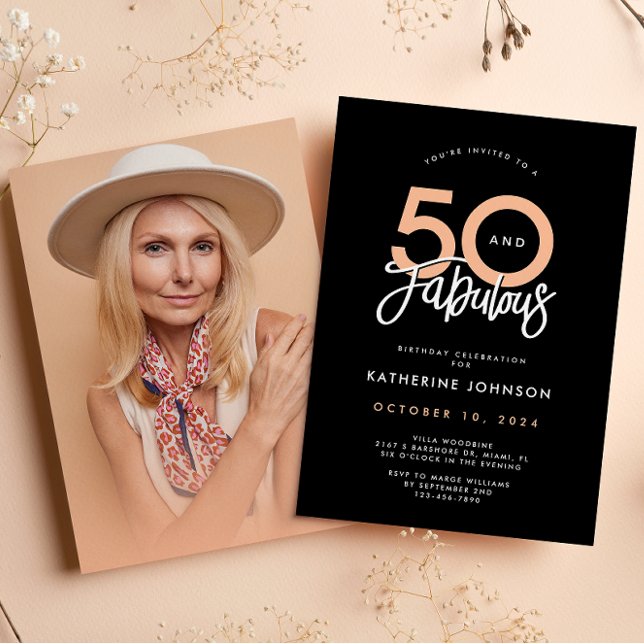 Invitation Black 50 & Fabulous 50th Birthday Party (Créateur téléchargé)