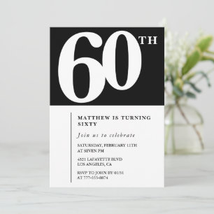 Invitation Black 60e anniversaire Elegant Chic Sim