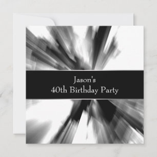 Invitation Black Abstrait Skyscraper Mans 40e anniversaire