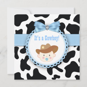 Invitation Black and Blue Cowboy Baby Boy Douche