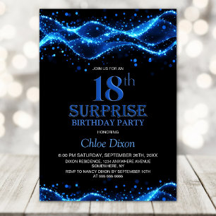 Invitation Black and Blue Surprise 18ème anniversaire