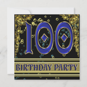 Invitation Black and Gold 100th Birthday party