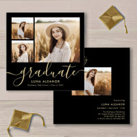 Black and Gold 4 Photo Graduation Party