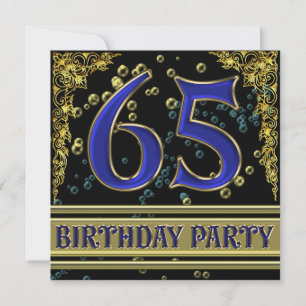 Invitation Black and Gold 65th Birthday party